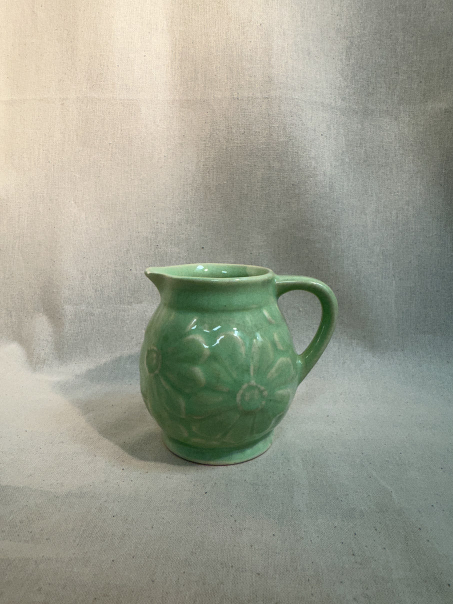 Mint floral ceramic milk jug