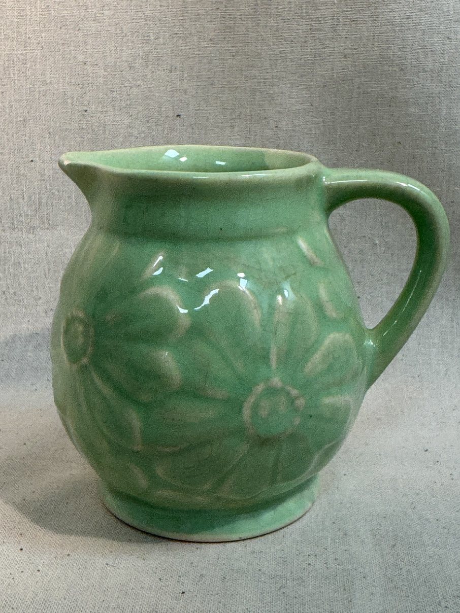 Mint floral ceramic milk jug