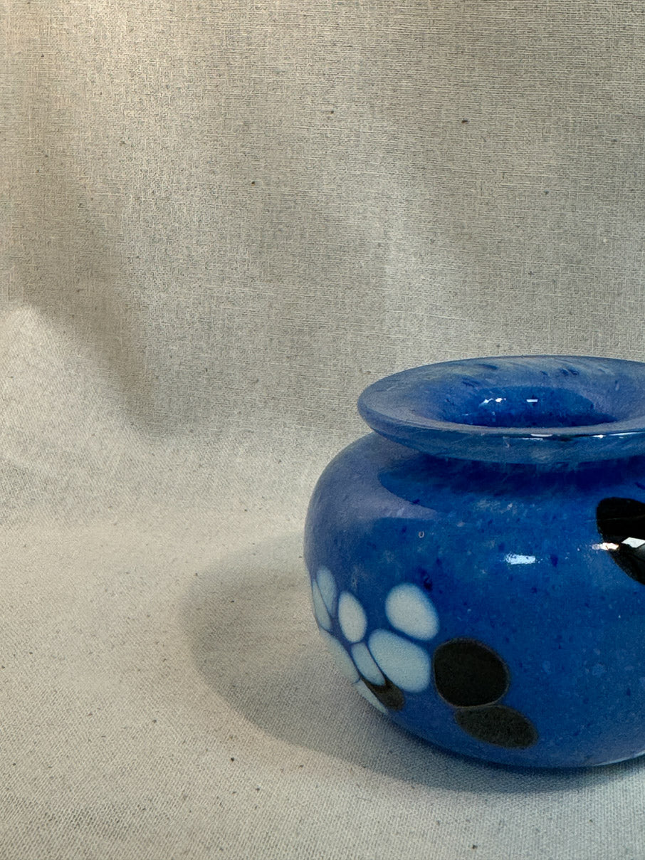 Blue blown glass miniature vase