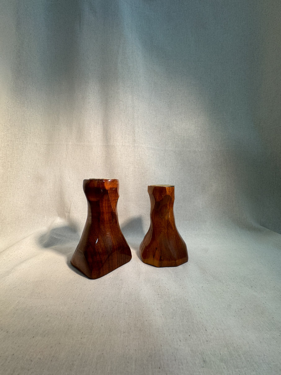 Vintage Canadian walnut candlesticks (pair)