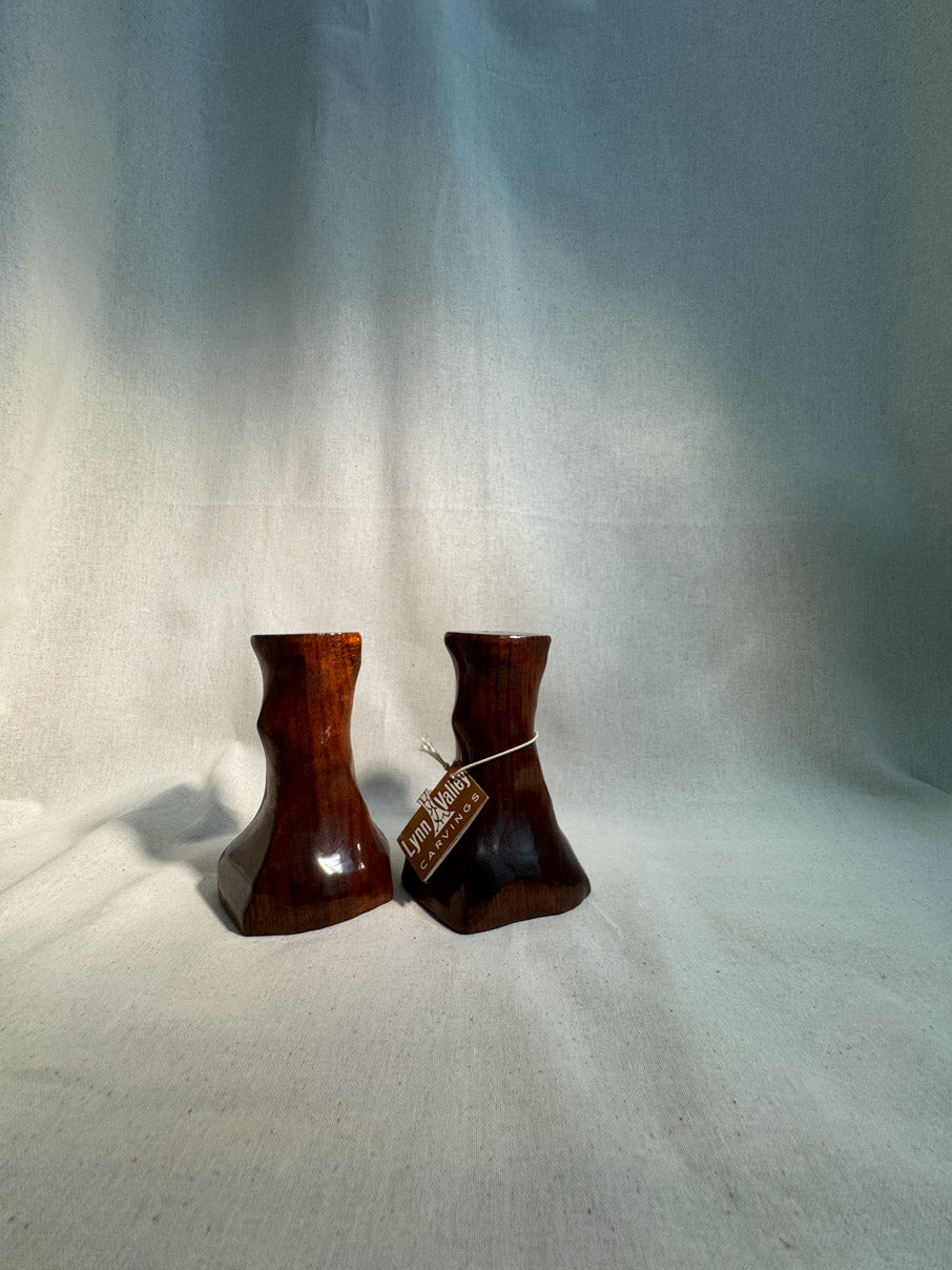 Vintage Canadian walnut salt and pepper shakers