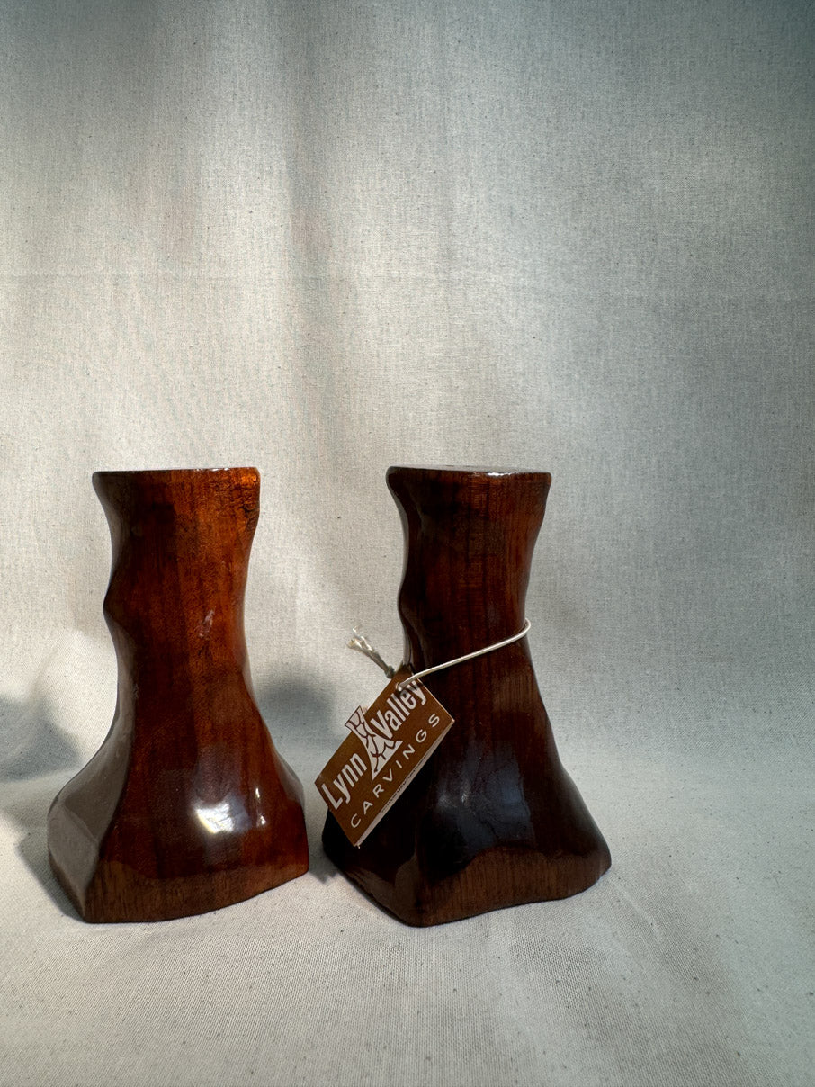 Vintage Canadian walnut salt and pepper shakers