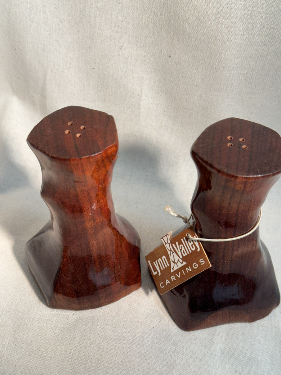 Vintage Canadian walnut salt and pepper shakers