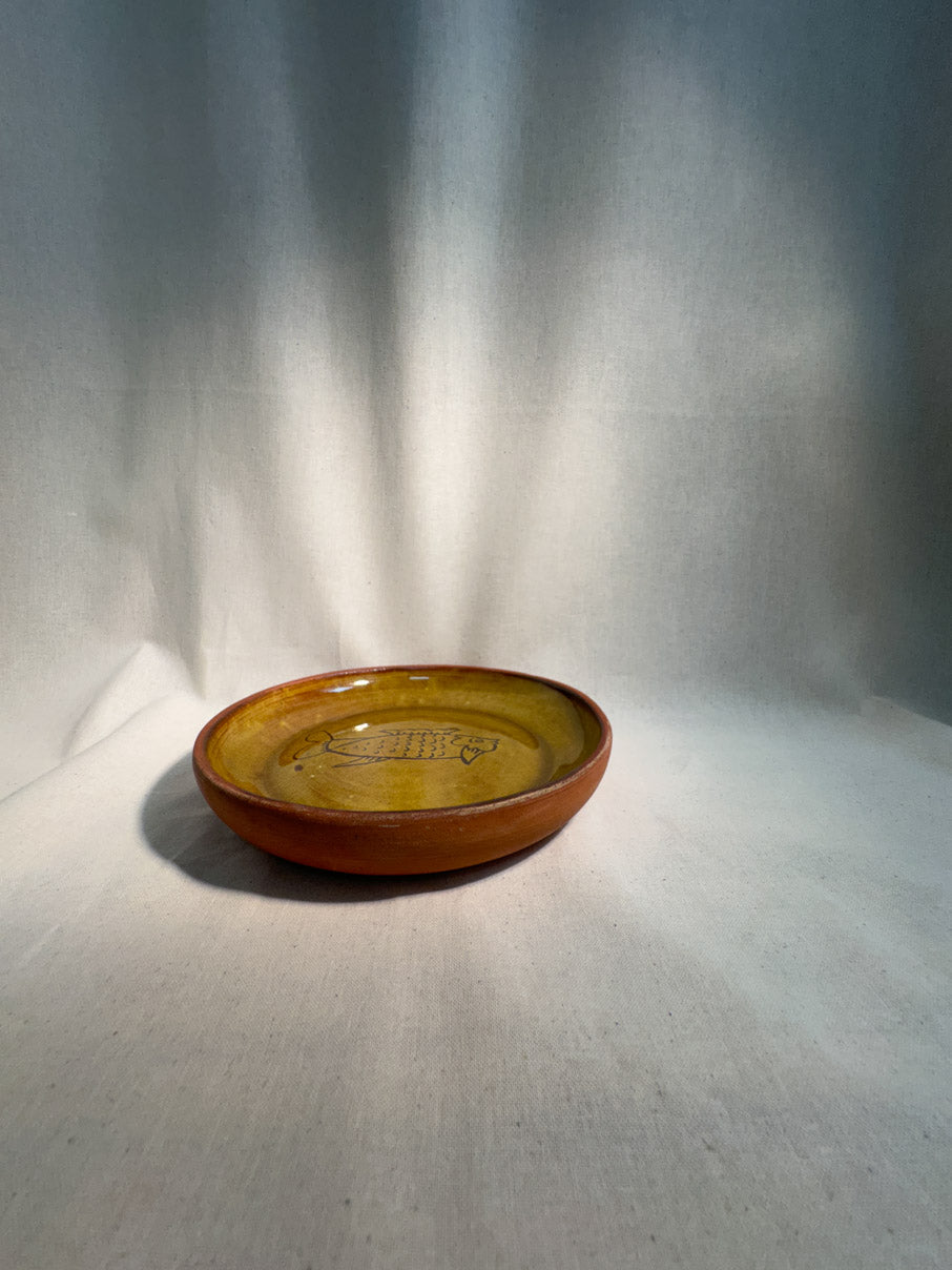 Glazed ceramic fish plate