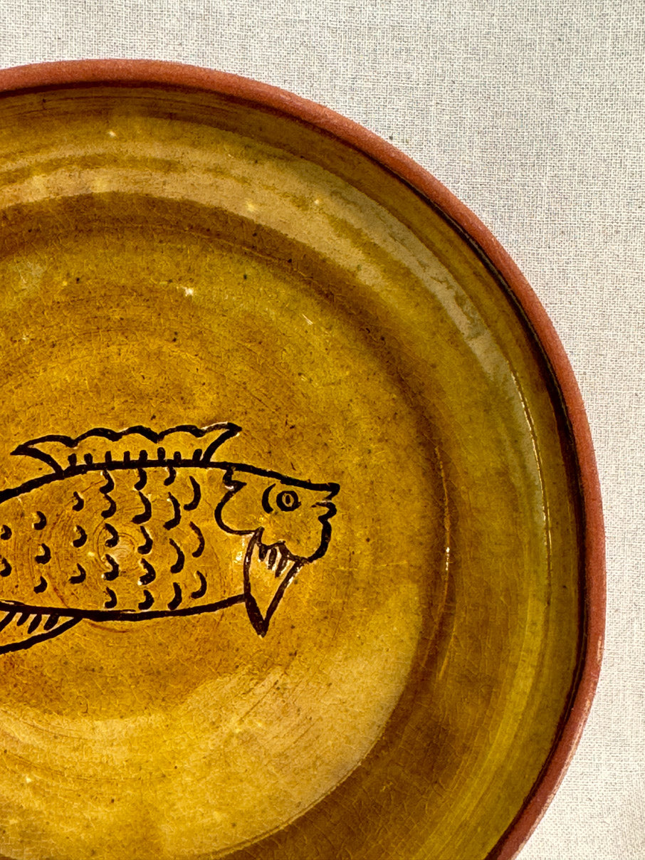 Glazed ceramic fish plate