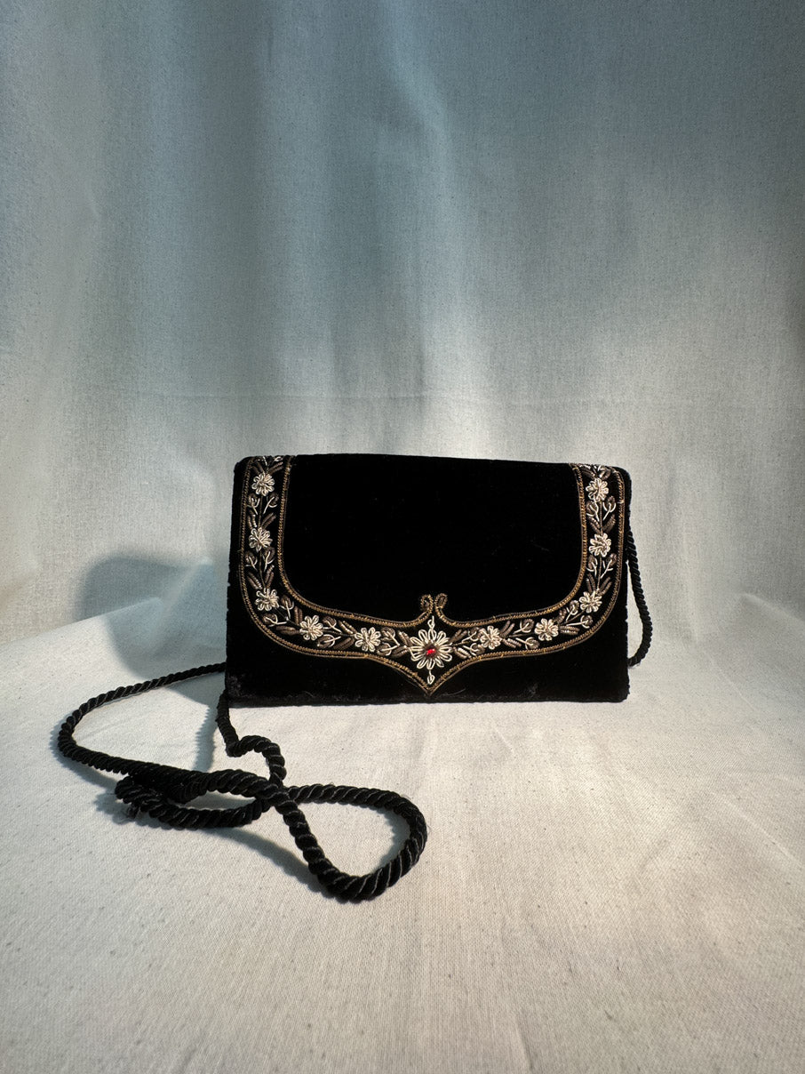 Velvet cross-body evening bag