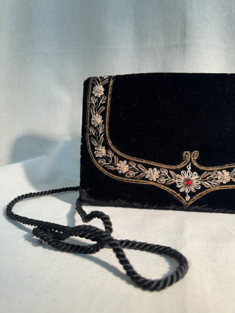 Velvet cross-body evening bag