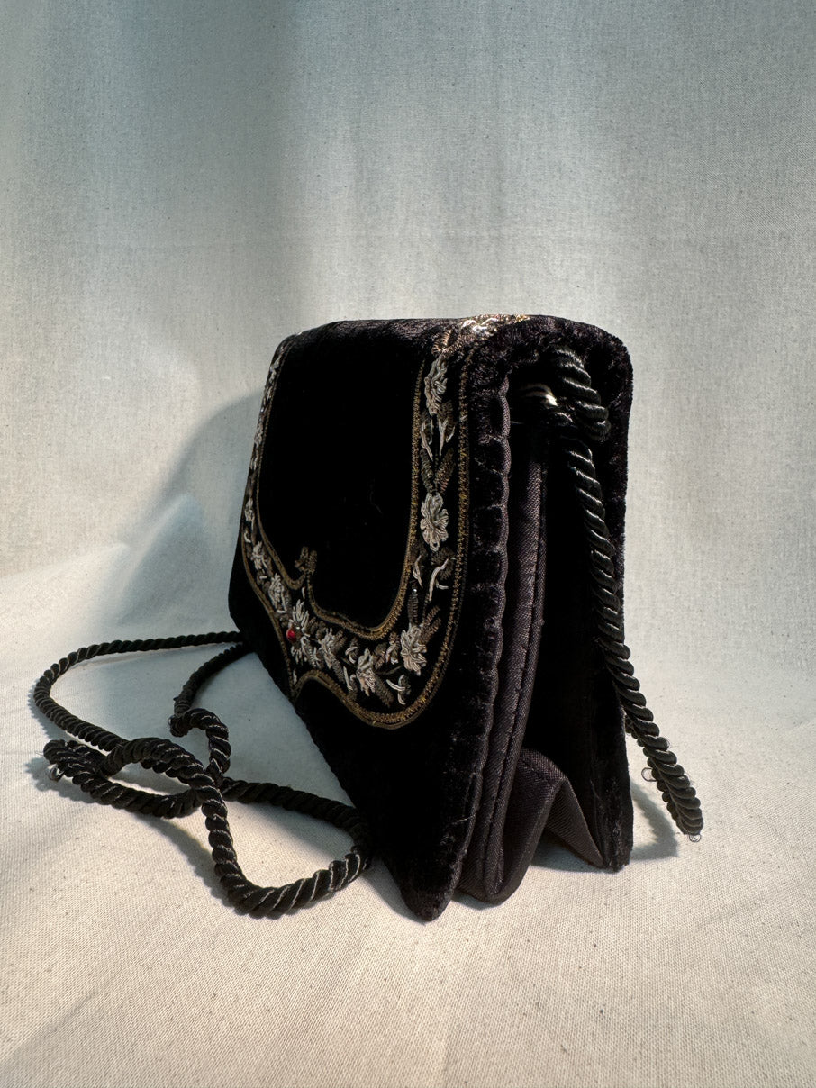 Velvet cross-body evening bag