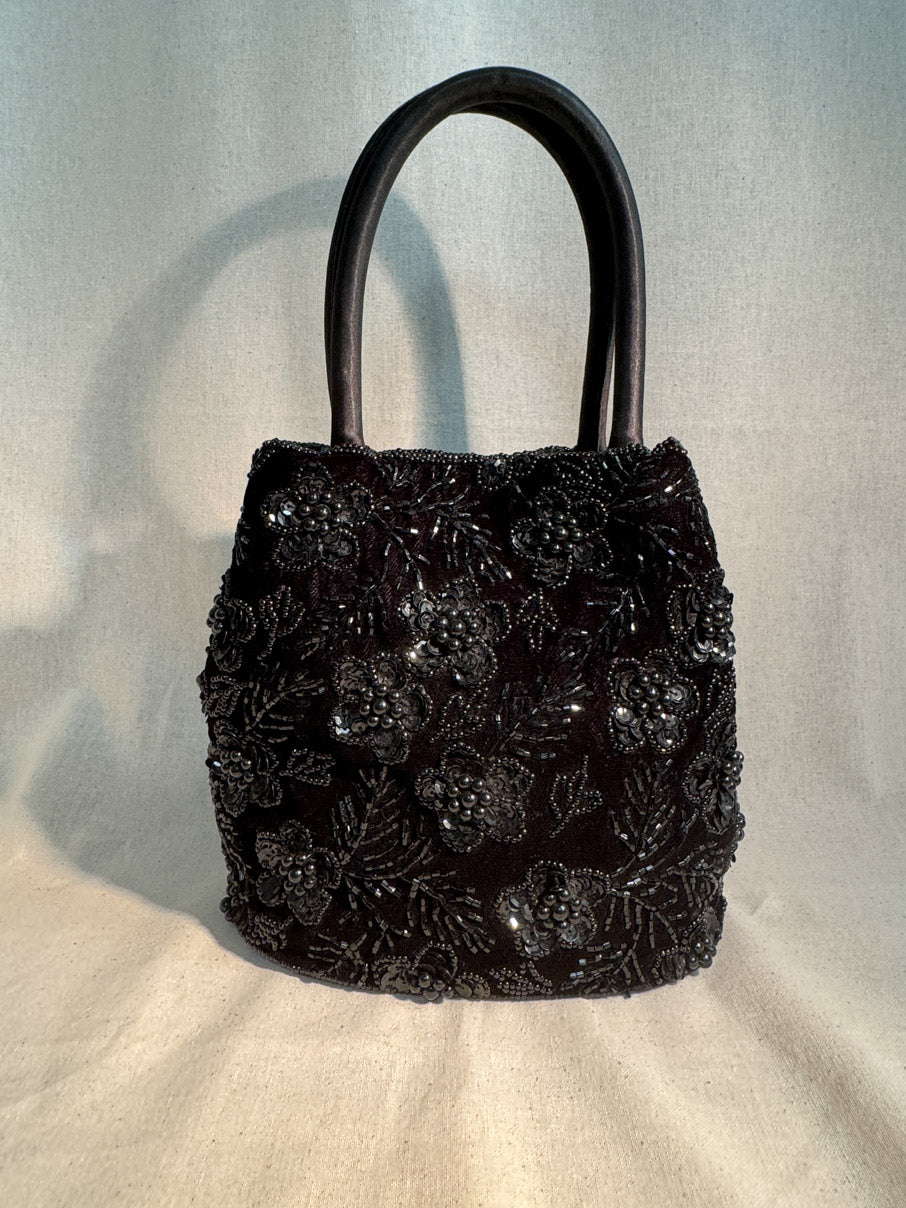 Black beaded evening bag