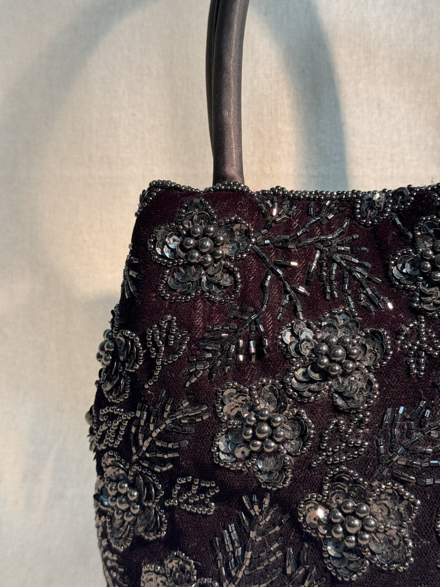 Black beaded evening bag