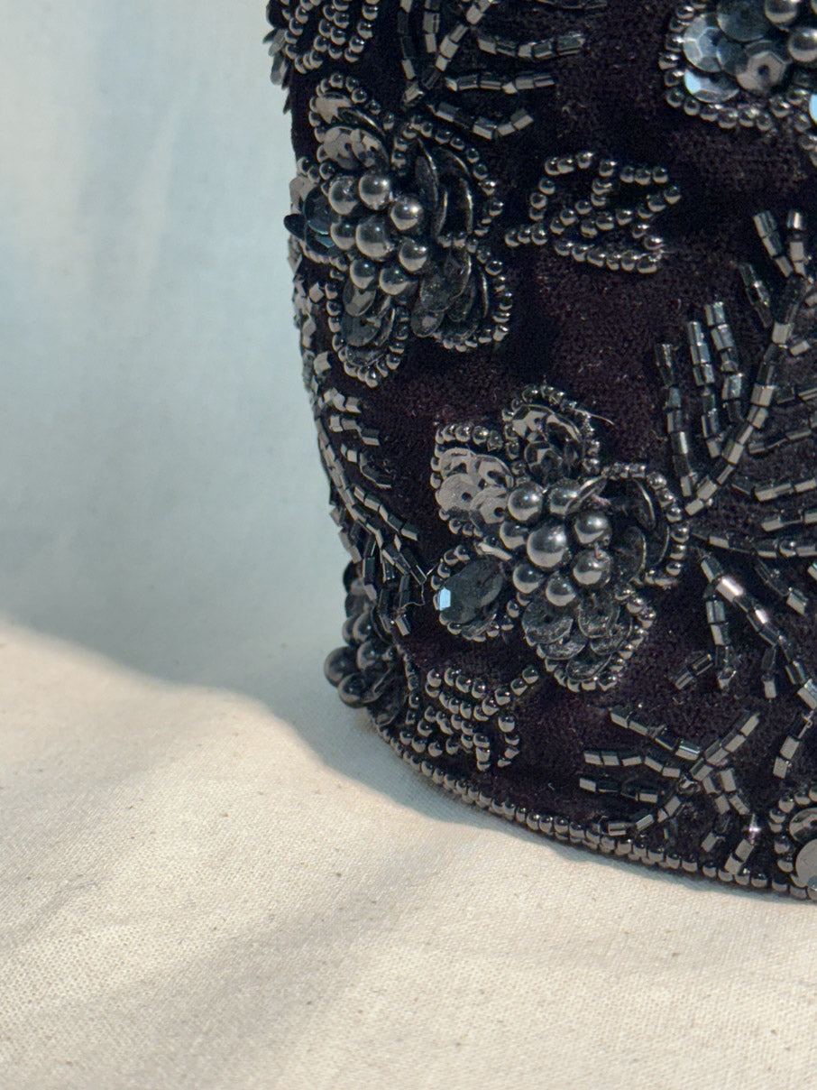 Black beaded evening bag