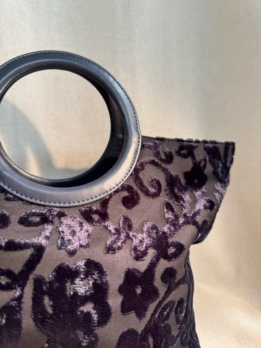 Velvet jacquard handbag
