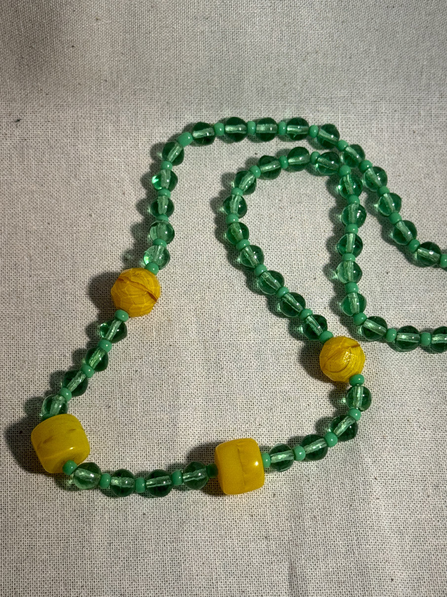 Handmade glass beaded bon bon necklace