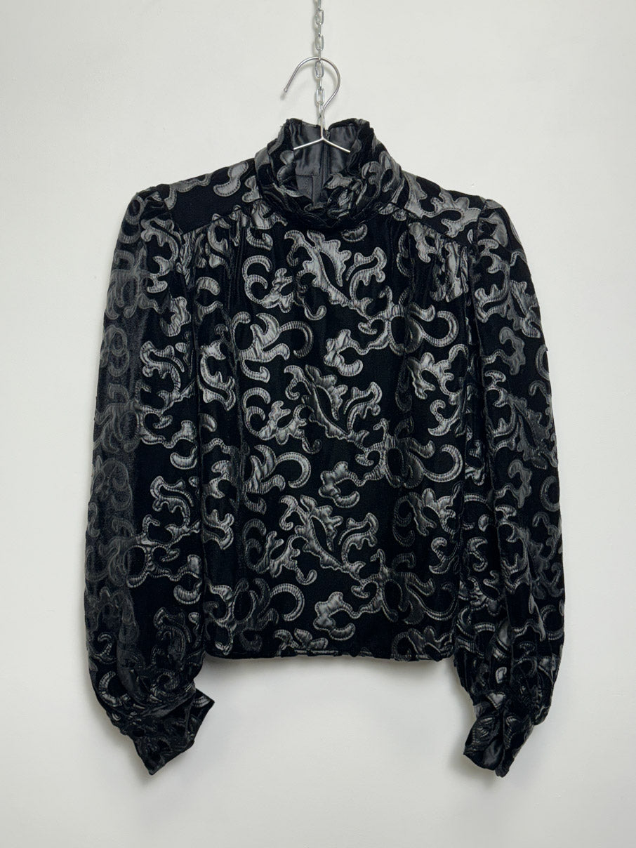 Velveteen jacquard high neck top (S)