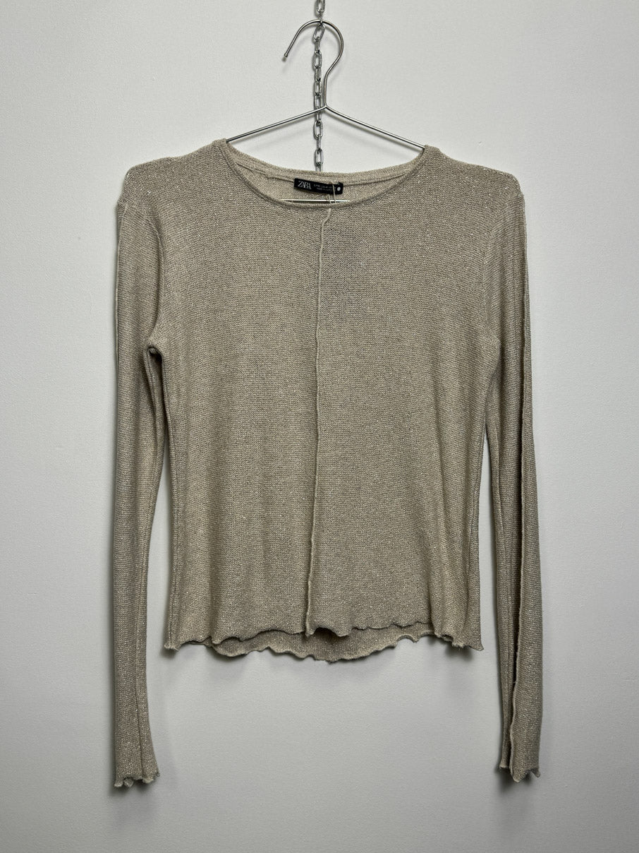 Gold lurex long sleeved knit (M)