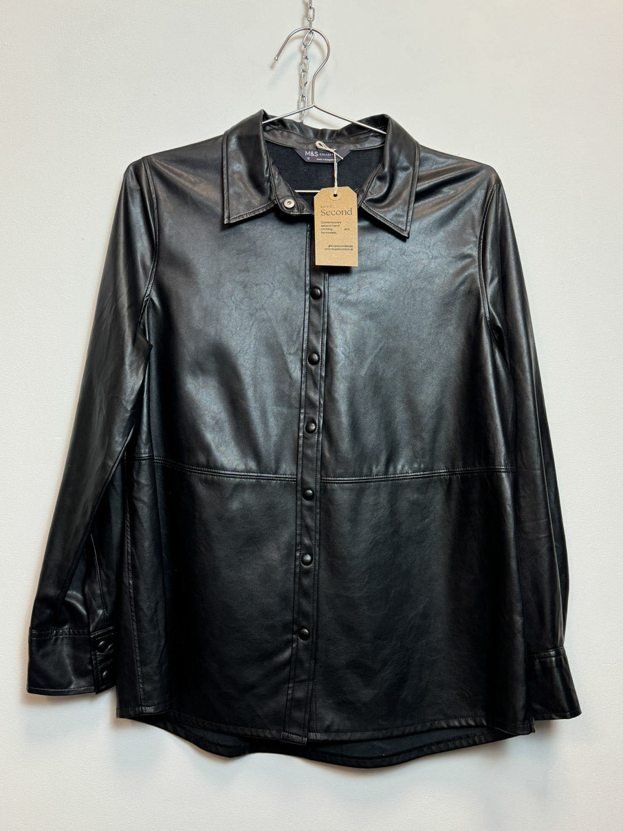 Faux leather panelled shirt (M)