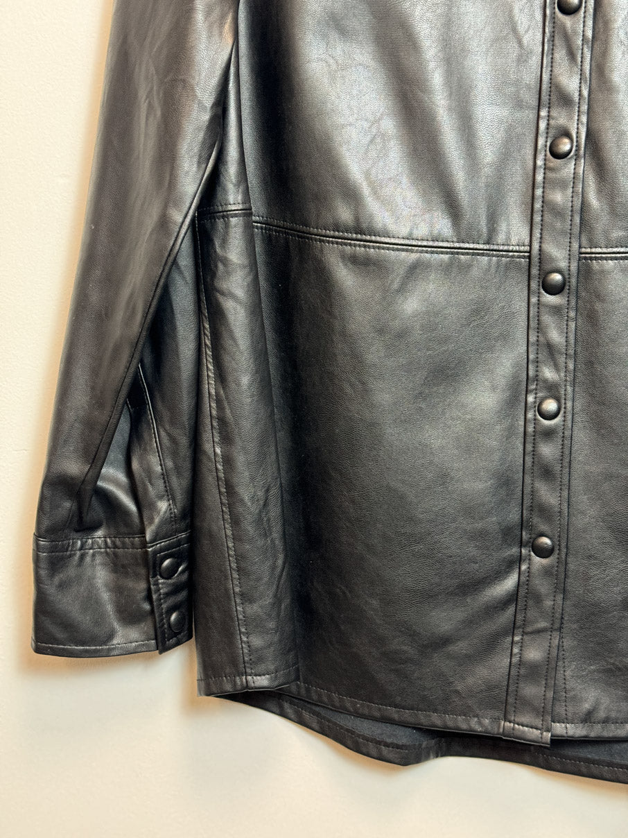 Faux leather panelled shirt (M)