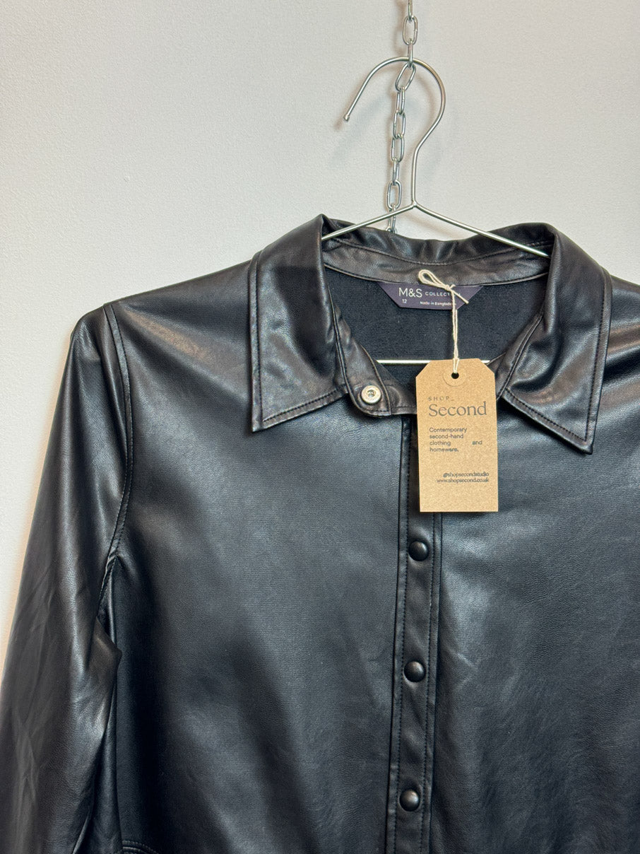 Faux leather panelled shirt (M)