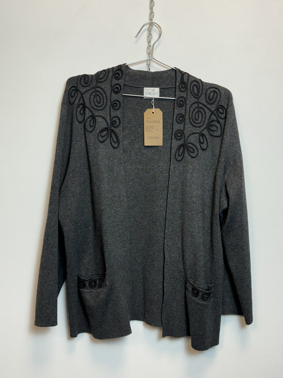 Open cardigan with ribbon detail (L)