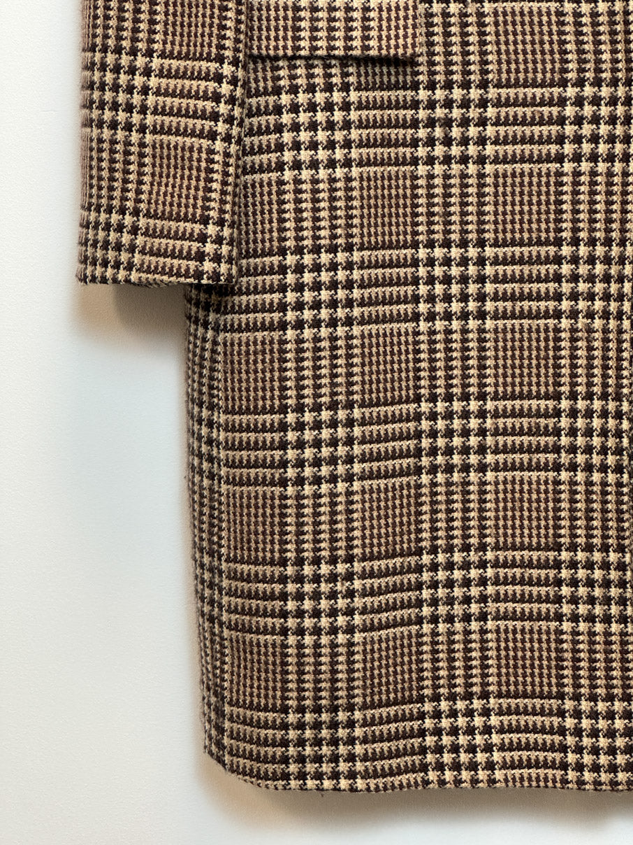 Tweed midi coat with leather collar detail (M)