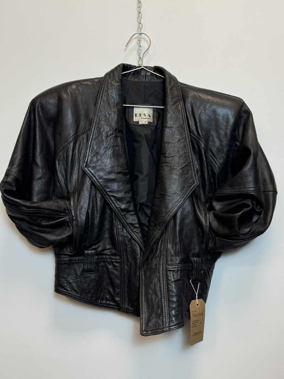 Leather cropped jacket (S)