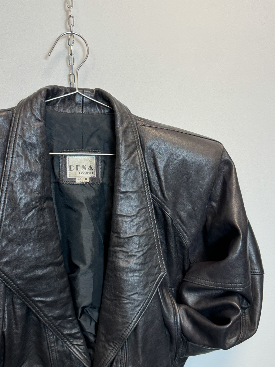 Leather cropped jacket (S)