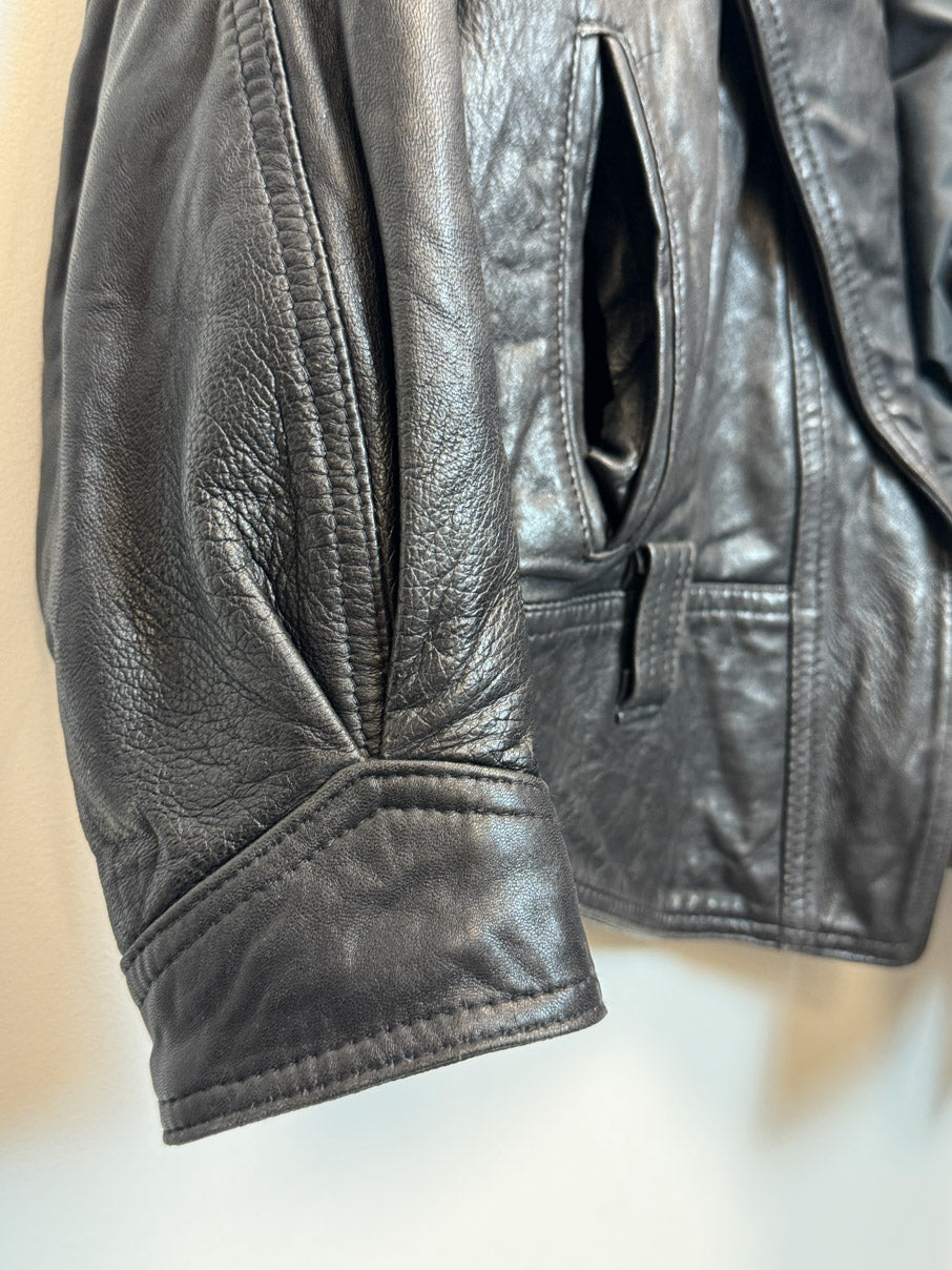 Leather cropped jacket (S)