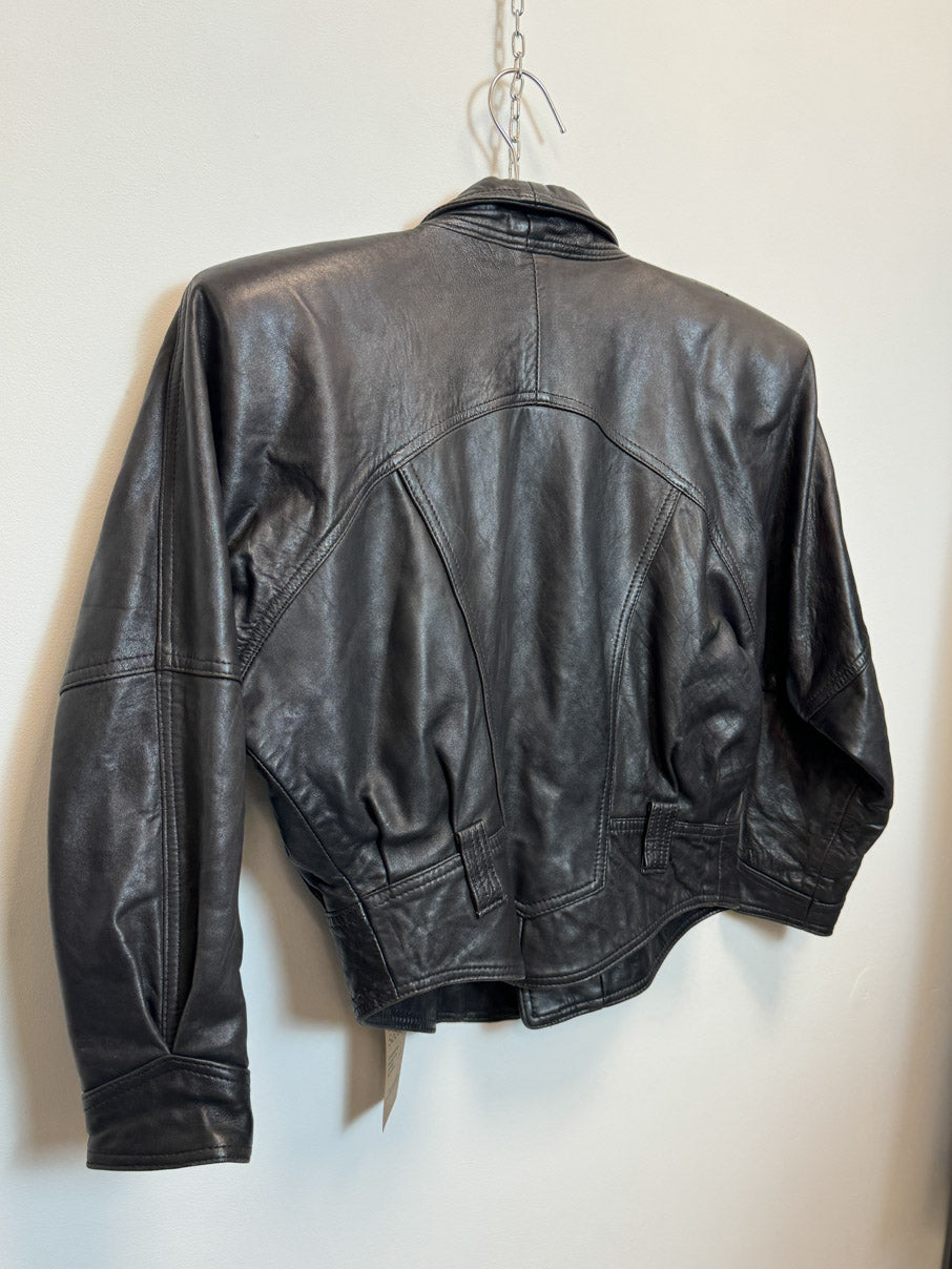 Leather cropped jacket (S)