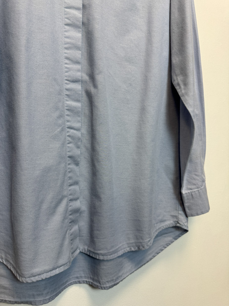 Classic crisp blue button through shirt (S)