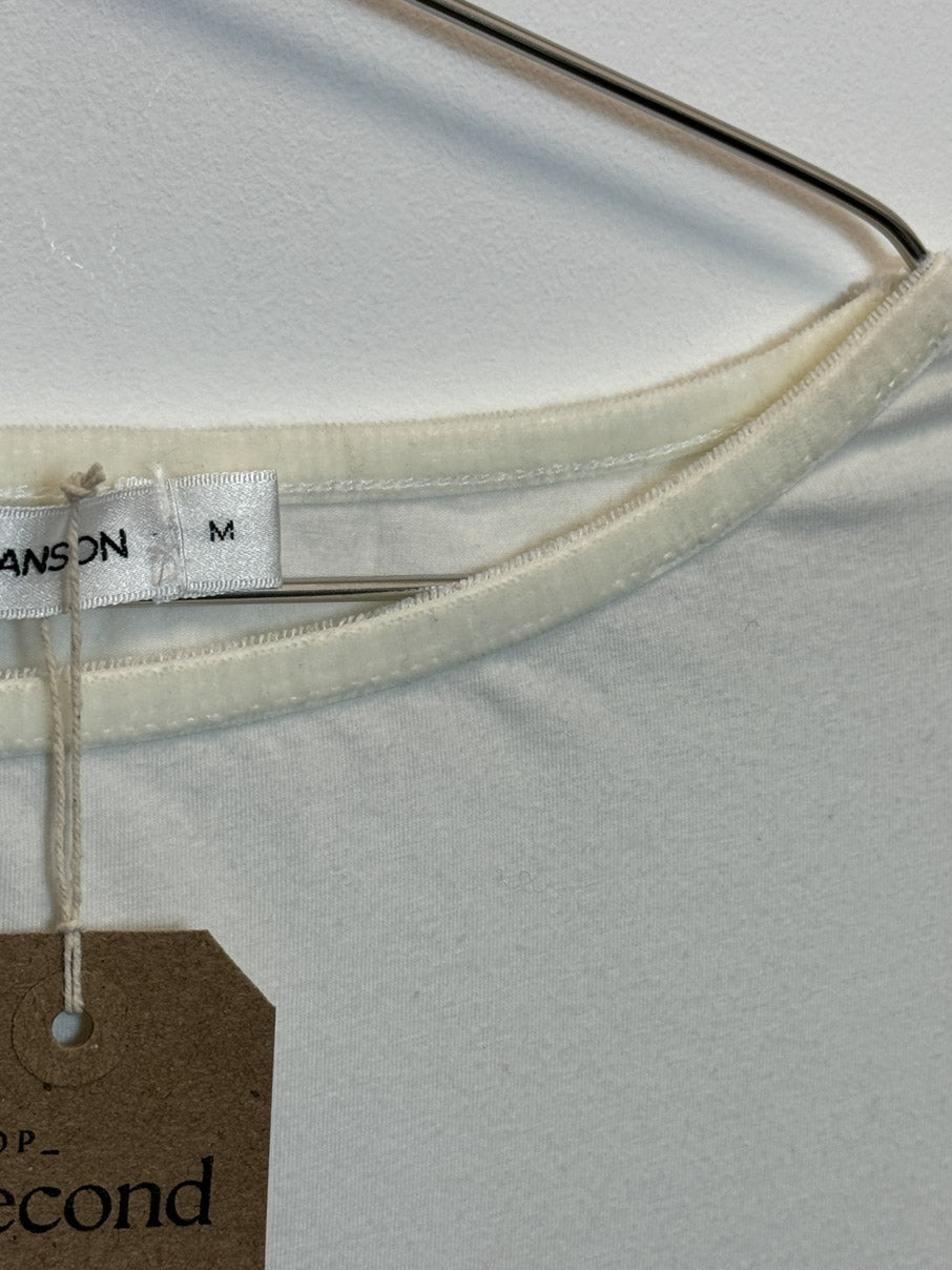 Long sleeved jersey top with velvet collar detail (M)