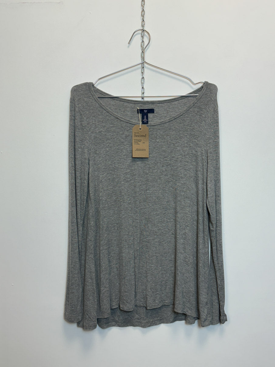 Ribbed long sleeve grey marl tshirt (L)