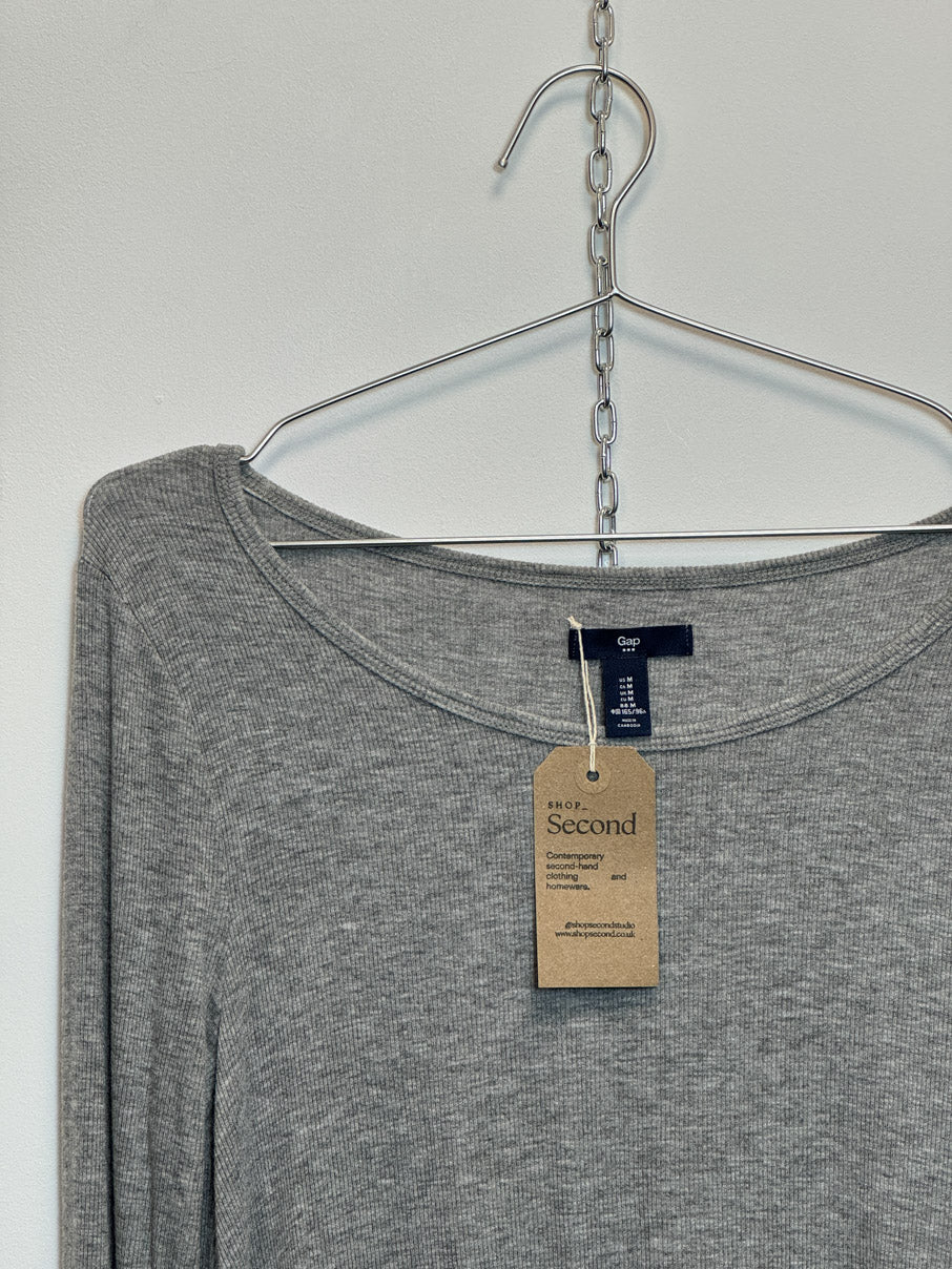 Ribbed long sleeve grey marl tshirt (L)