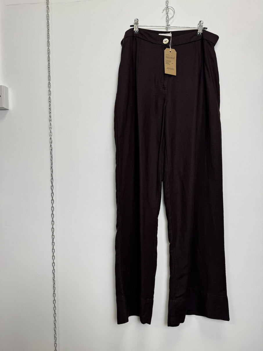 Linen blend wide leg trousers (M)