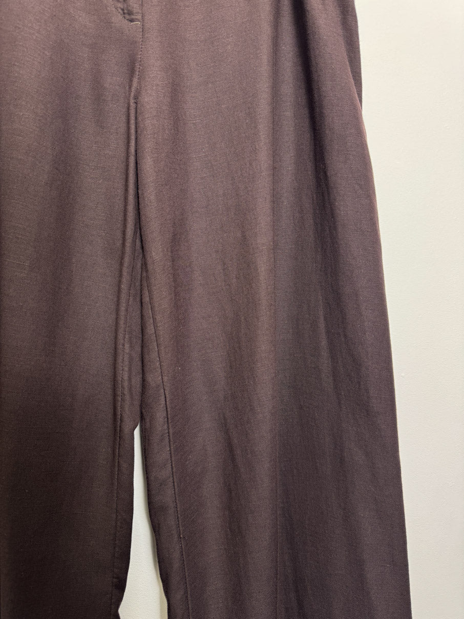 Linen blend wide leg trousers (M)