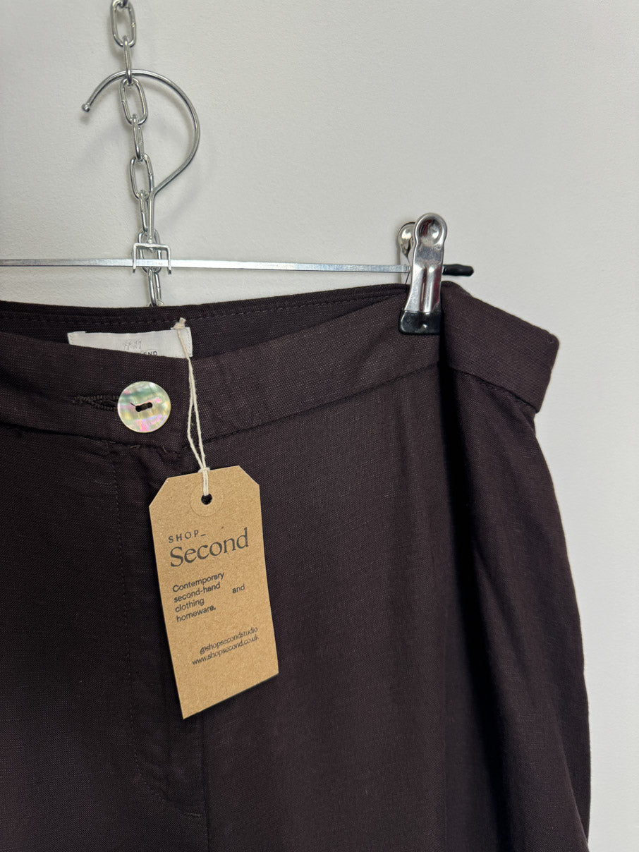 Linen blend wide leg trousers (M)