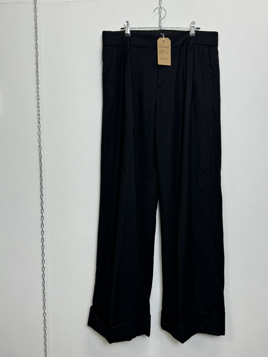 Lined wool wide leg trousers (S)