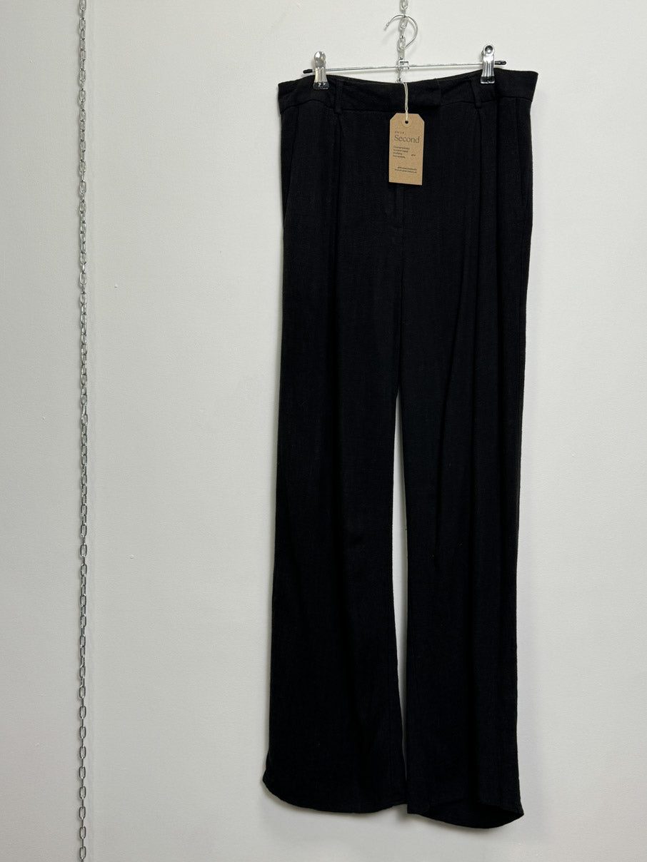 Wide leg linen-blend trousers (S)
