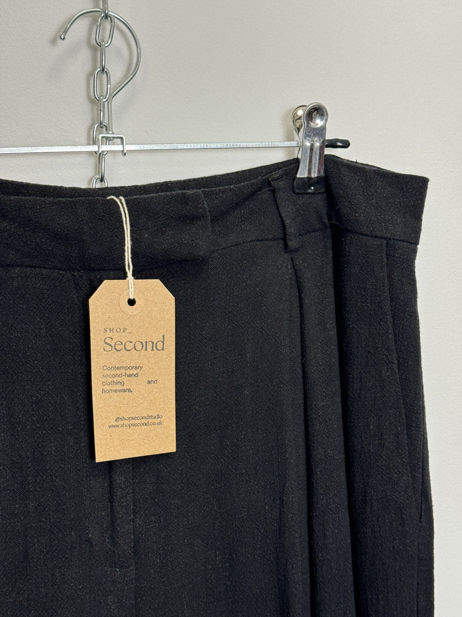 Wide leg linen-blend trousers (S)