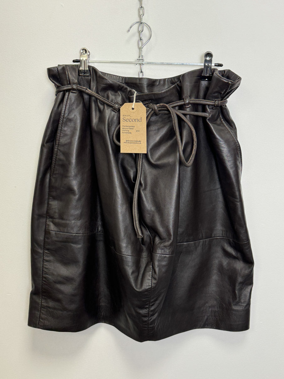 Danish leather lined paper bag mini skirt (M)