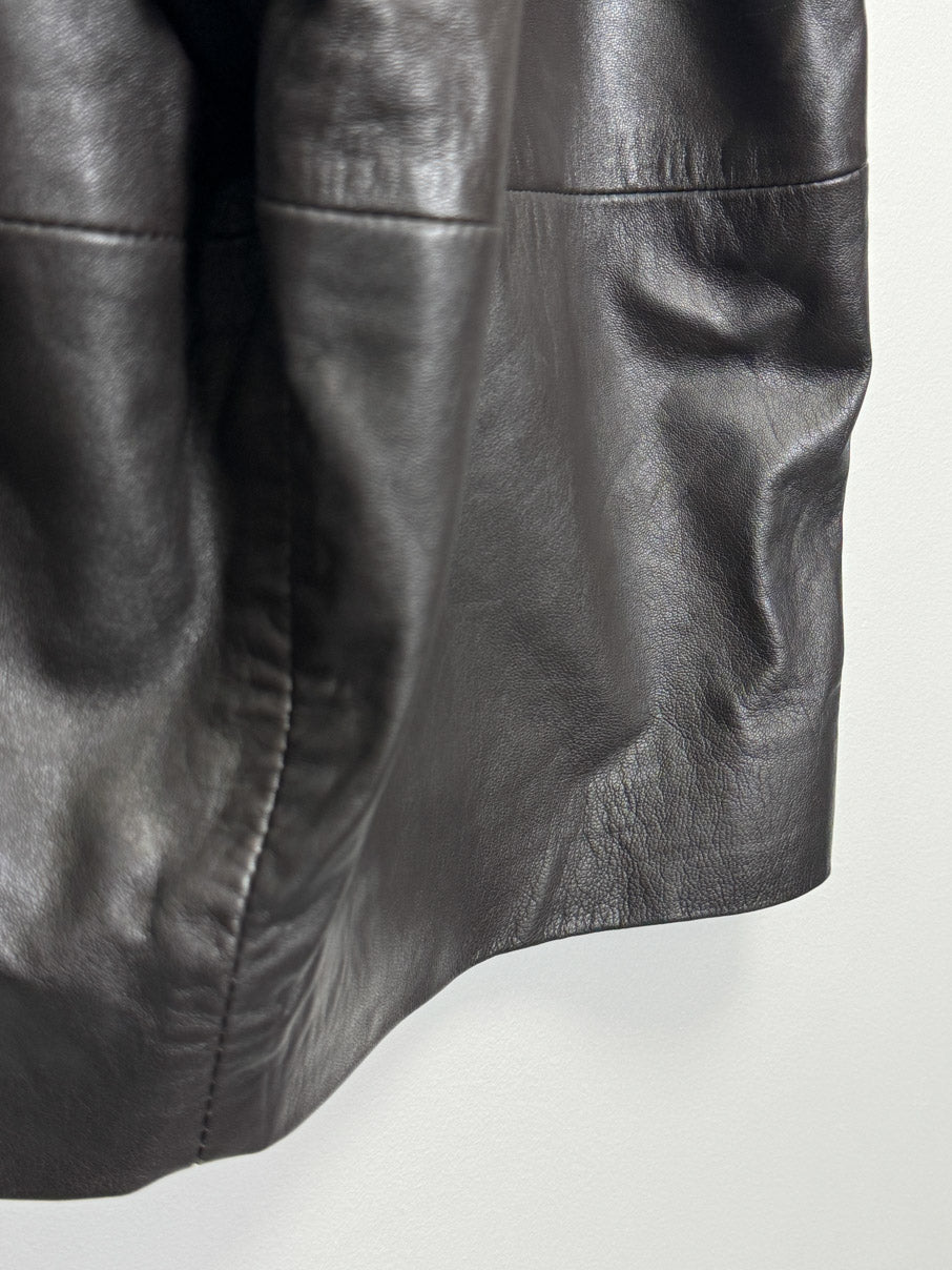 Danish leather lined paper bag mini skirt (M)