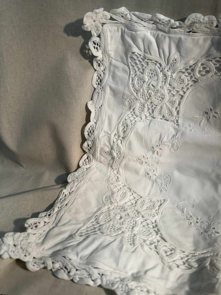 White lace cushion cover