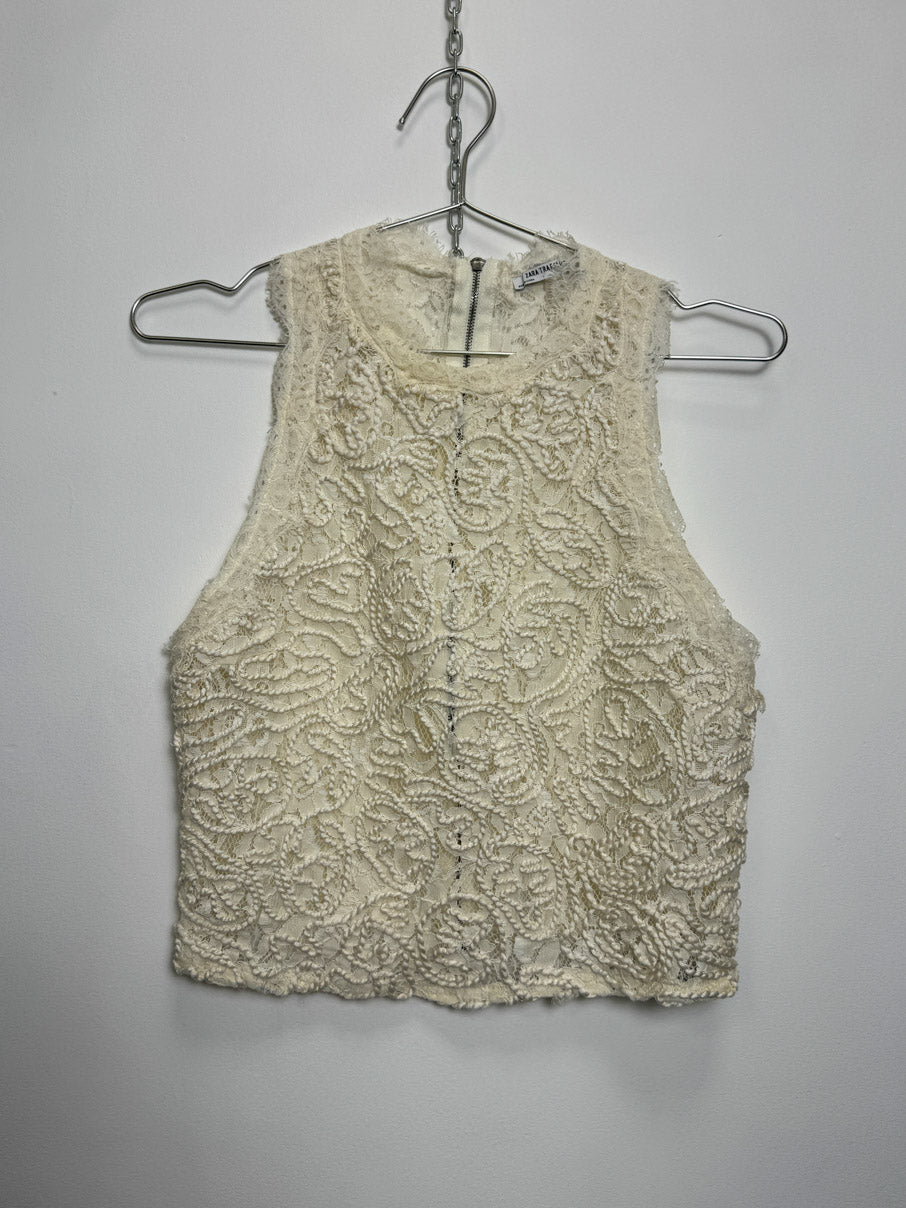 Eyelash lace and cord detail top (M)
