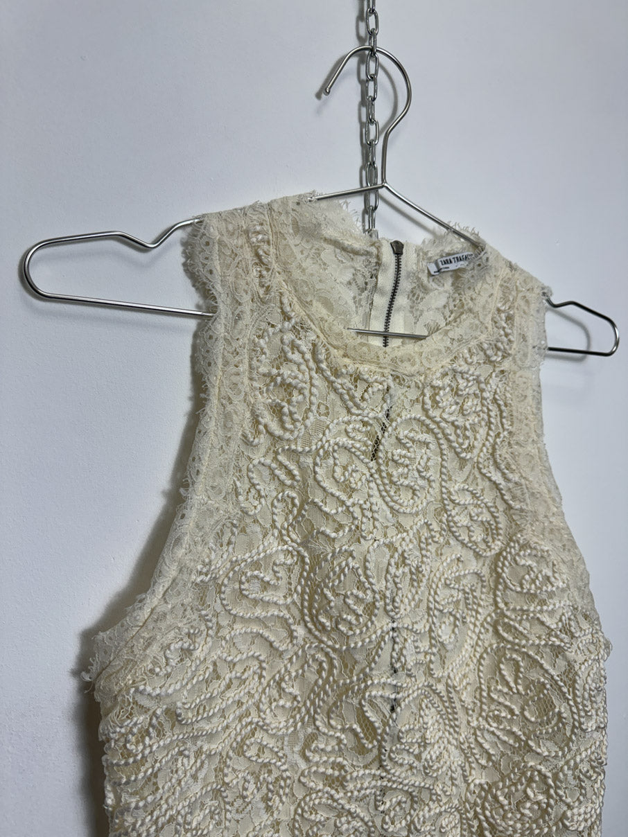Eyelash lace and cord detail top (M)
