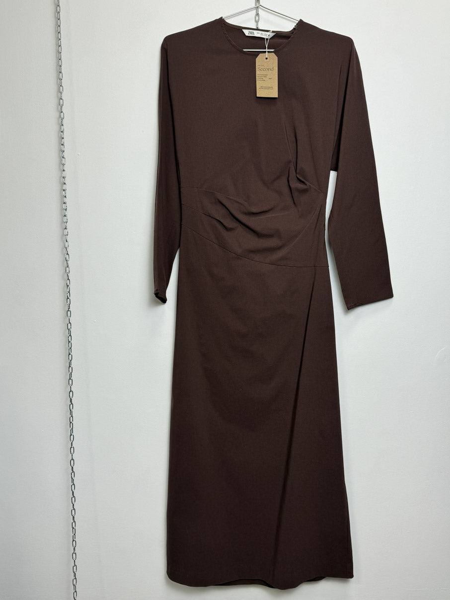 Brown structured midi dress (M)