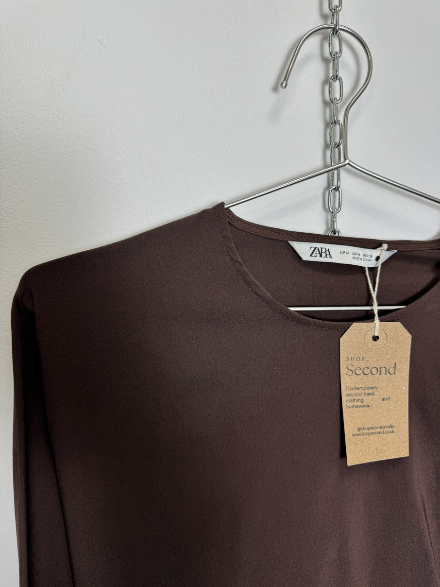 Brown structured midi dress (M)