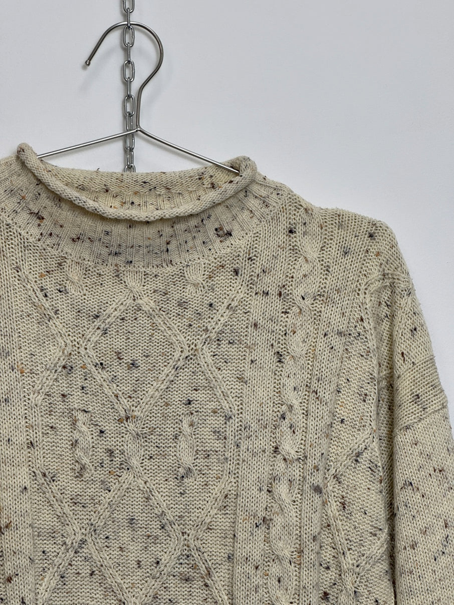 Flecked roll-neck fisherman's jumper (M / L)