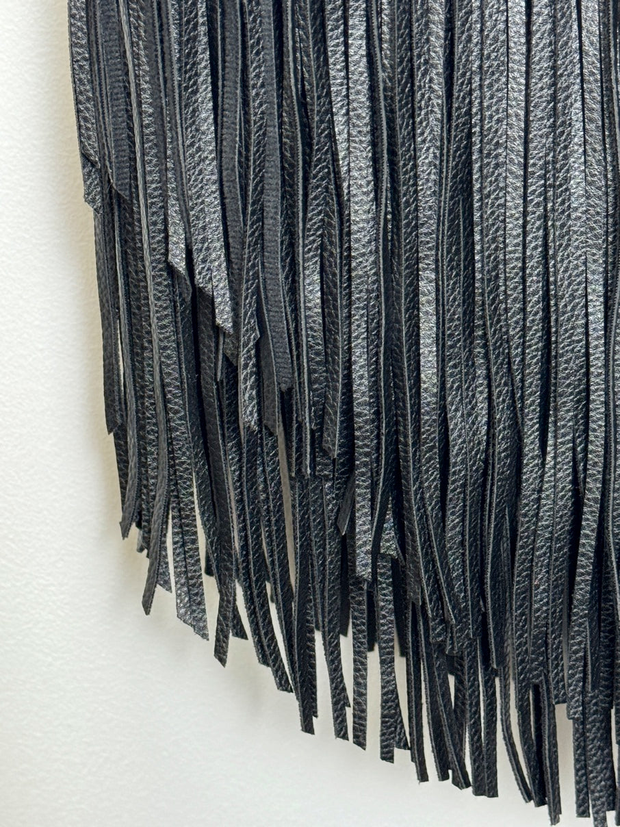 Faux leather fringe handbag