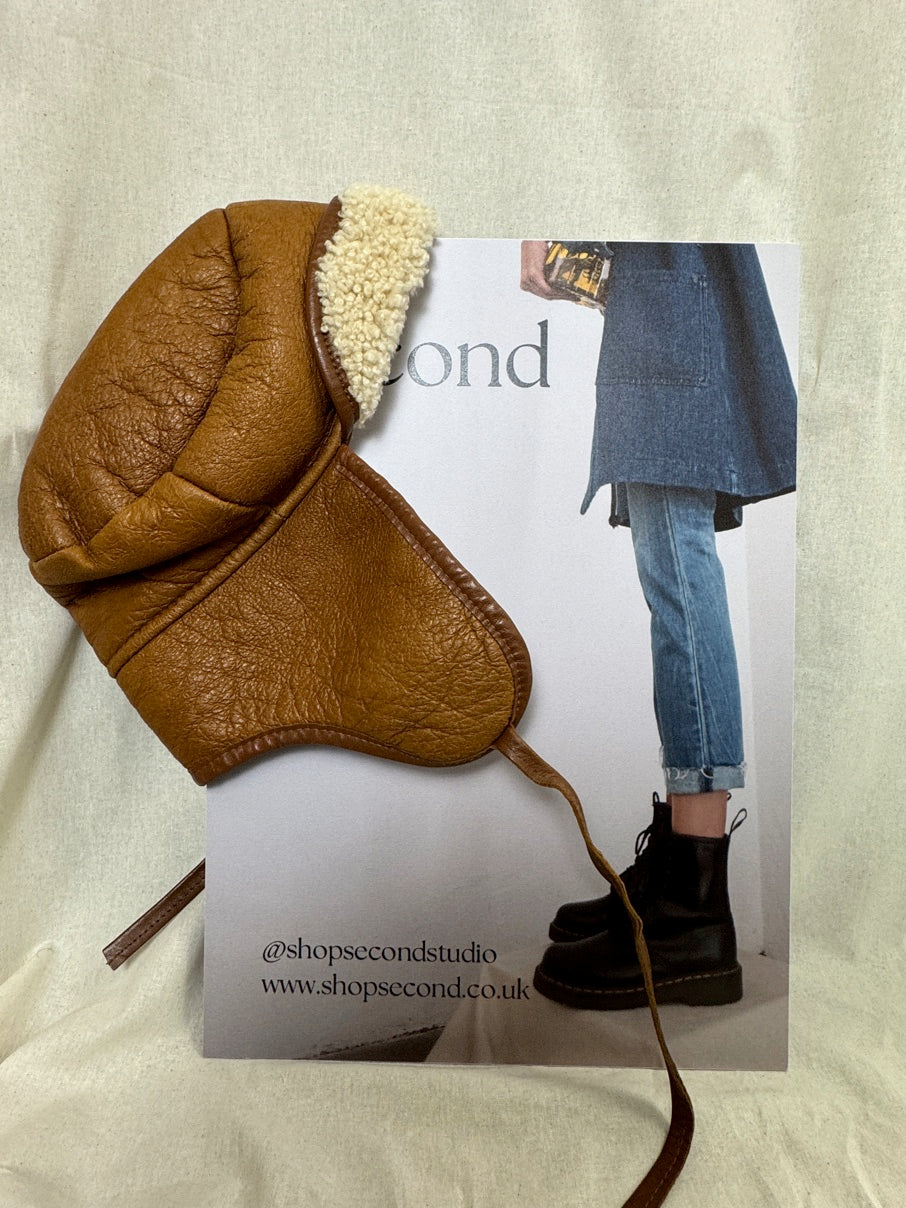 Sheepskin trapper hat