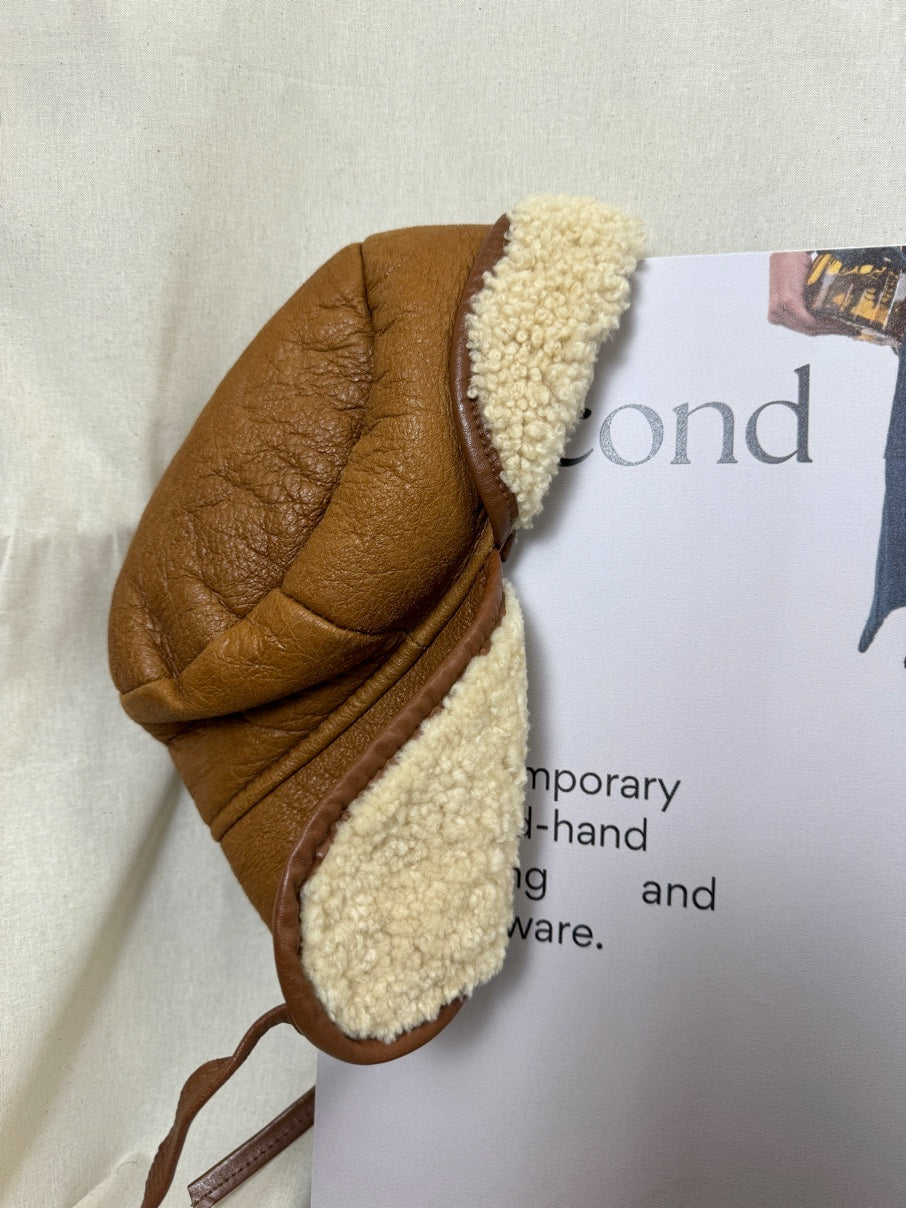 Sheepskin trapper hat
