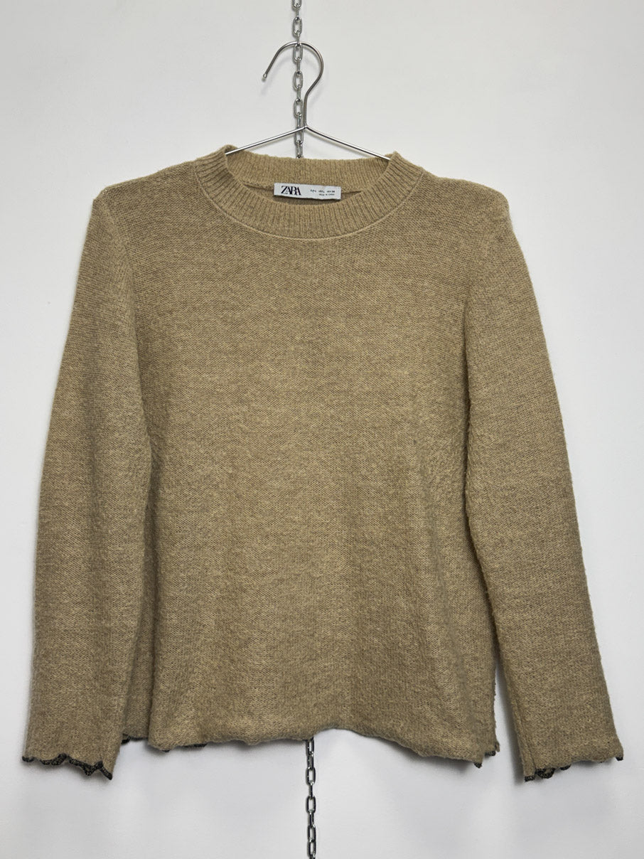 Contrast hem open weave jumper (M)